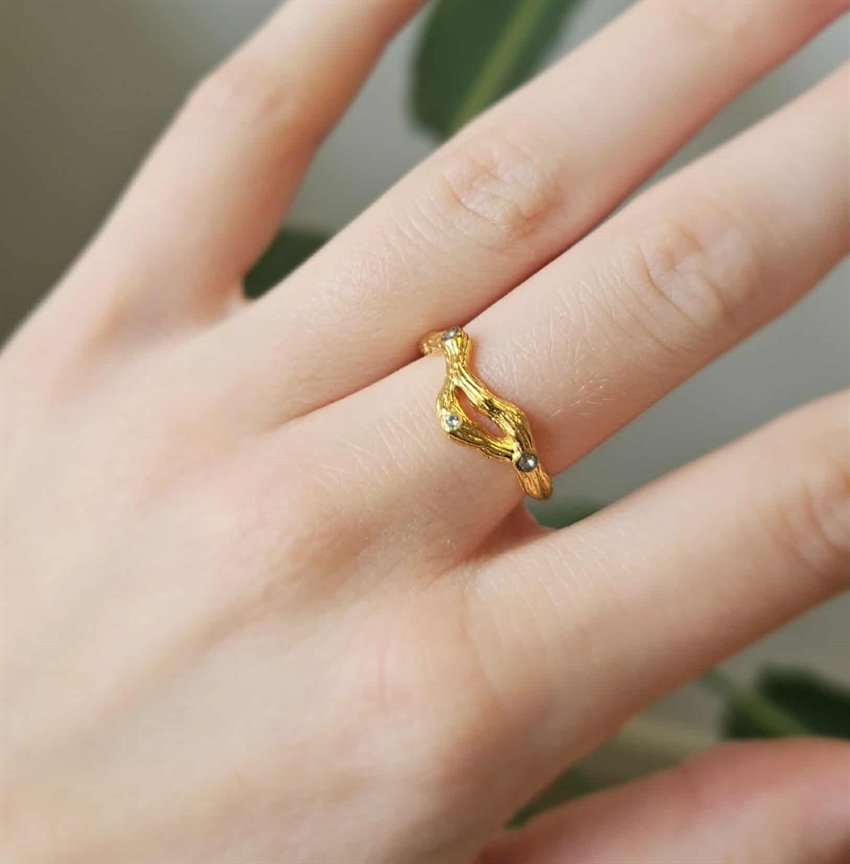 Studio Z - Tangled ring i forgyldt sølv 7247804